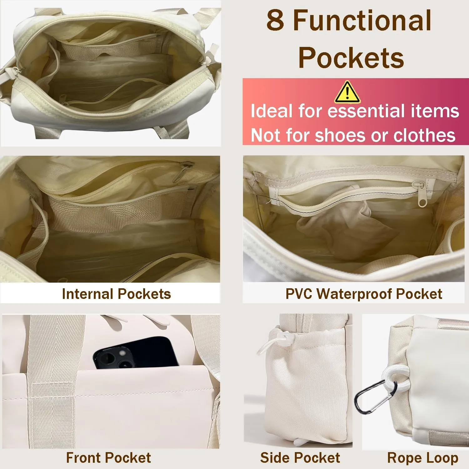 Mini Gym Bag for Women, Small Tote bag with Wet Compartment and Toiletry Bag for Yoga, Pilates, Swimming