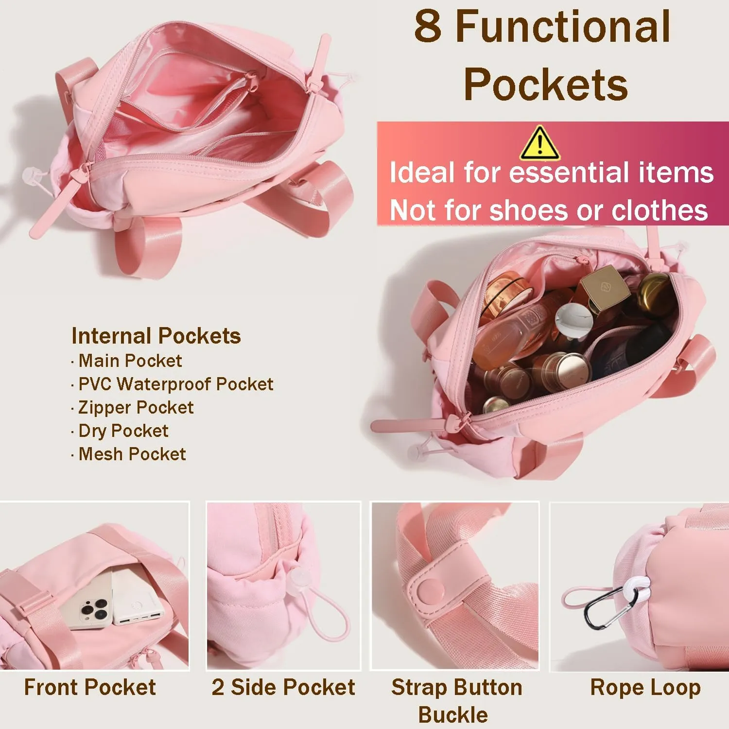 Mini Gym Bag for Women, Small Tote bag with Wet Compartment and Toiletry Bag for Yoga, Pilates, Swimming