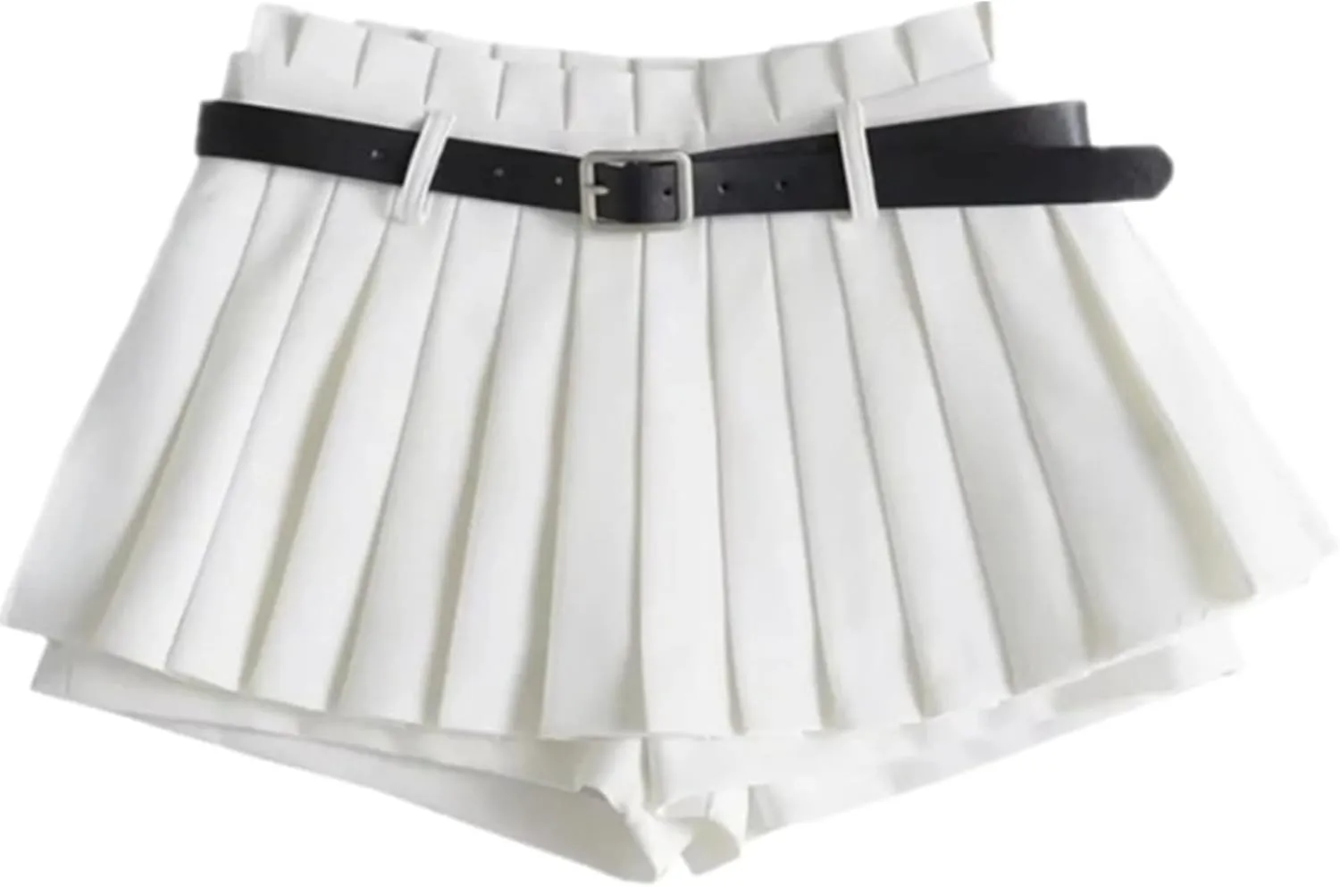 Mini Skirts for Women - High Waisted Pleated Denim with Shorts Set, Sexy Y2K Slit Design, Plus, Slutty Outfit