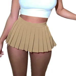 Mini Skirts for Women - High Waisted Pleated Denim with Shorts Set, Sexy Y2K Slit Design, Plus, Slutty Outfit