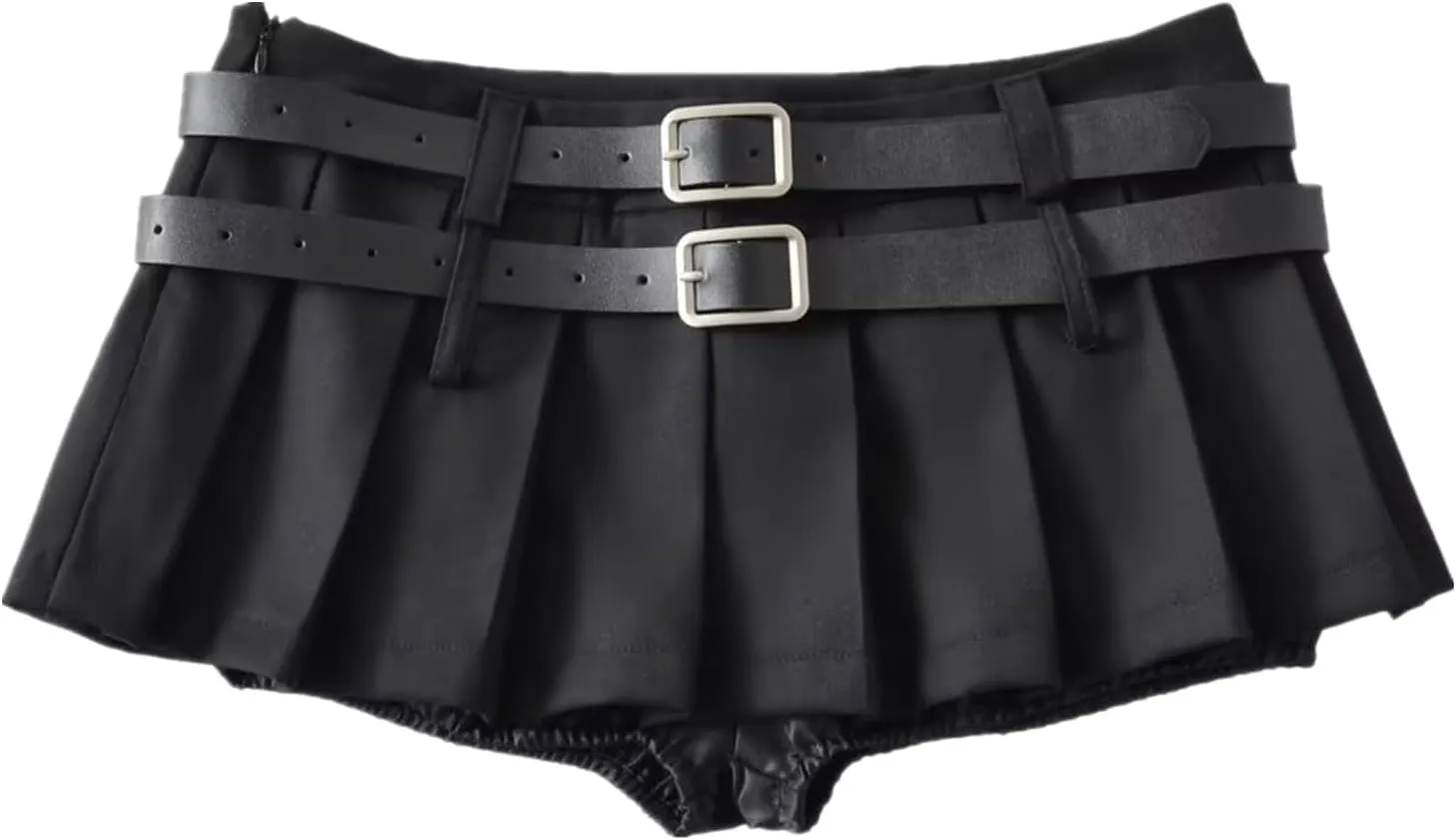 Mini Skirts for Women - High Waisted Pleated Denim with Shorts Set, Sexy Y2K Slit Design, Plus, Slutty Outfit