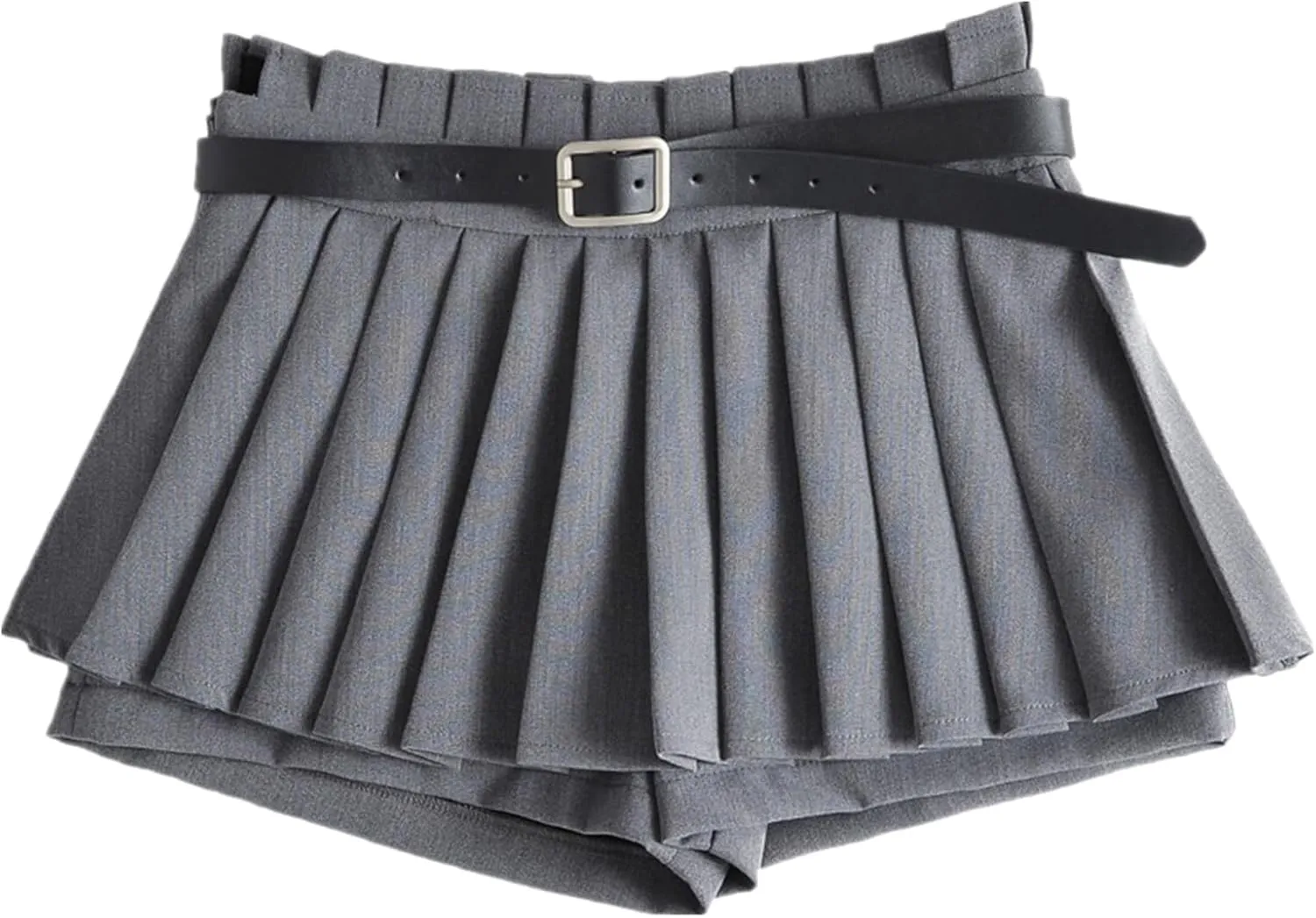 Mini Skirts for Women - High Waisted Pleated Denim with Shorts Set, Sexy Y2K Slit Design, Plus, Slutty Outfit