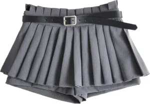 Mini Skirts for Women - High Waisted Pleated Denim with Shorts Set, Sexy Y2K Slit Design, Plus, Slutty Outfit