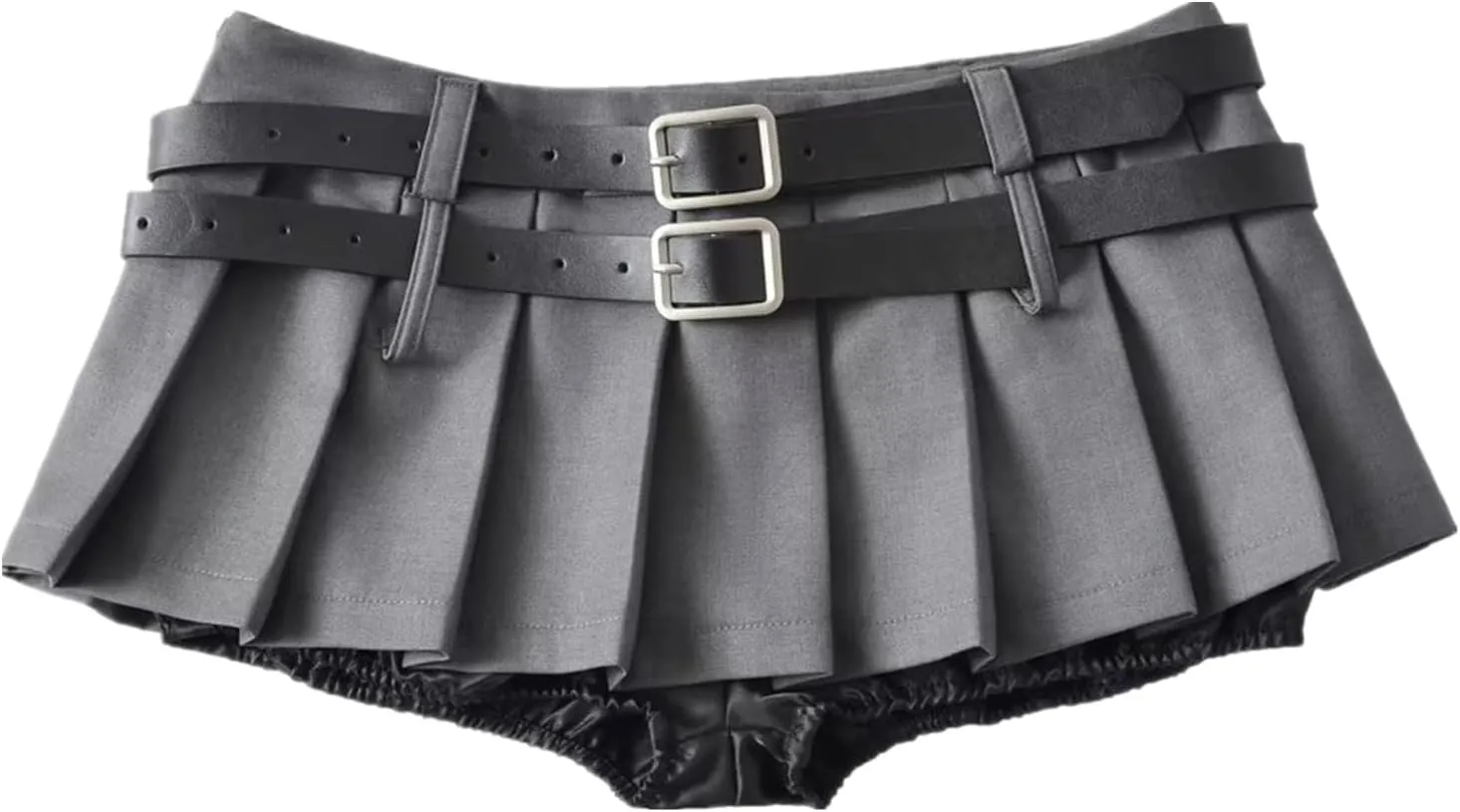 Mini Skirts for Women - High Waisted Pleated Denim with Shorts Set, Sexy Y2K Slit Design, Plus, Slutty Outfit