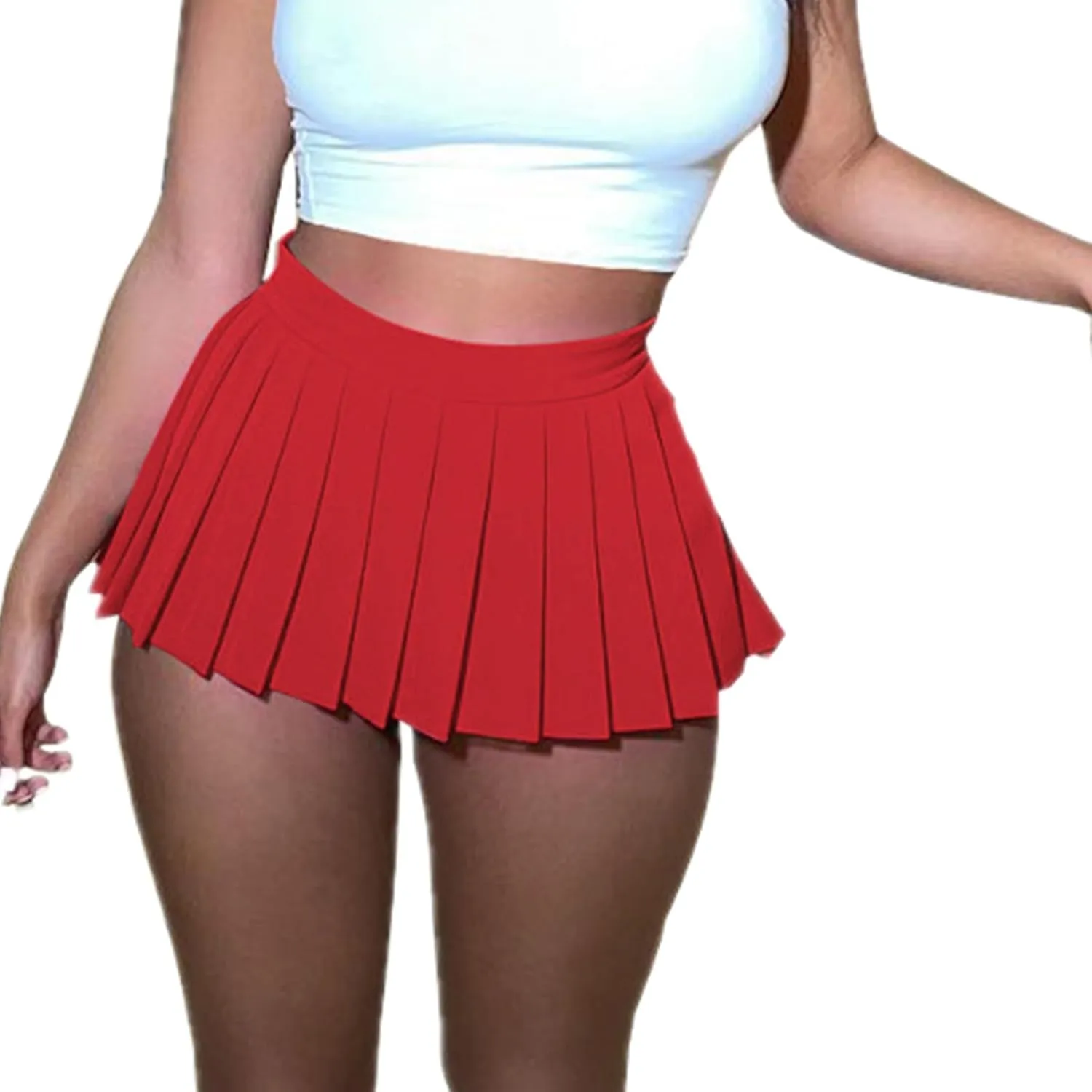Mini Skirts for Women - High Waisted Pleated Denim with Shorts Set, Sexy Y2K Slit Design, Plus, Slutty Outfit