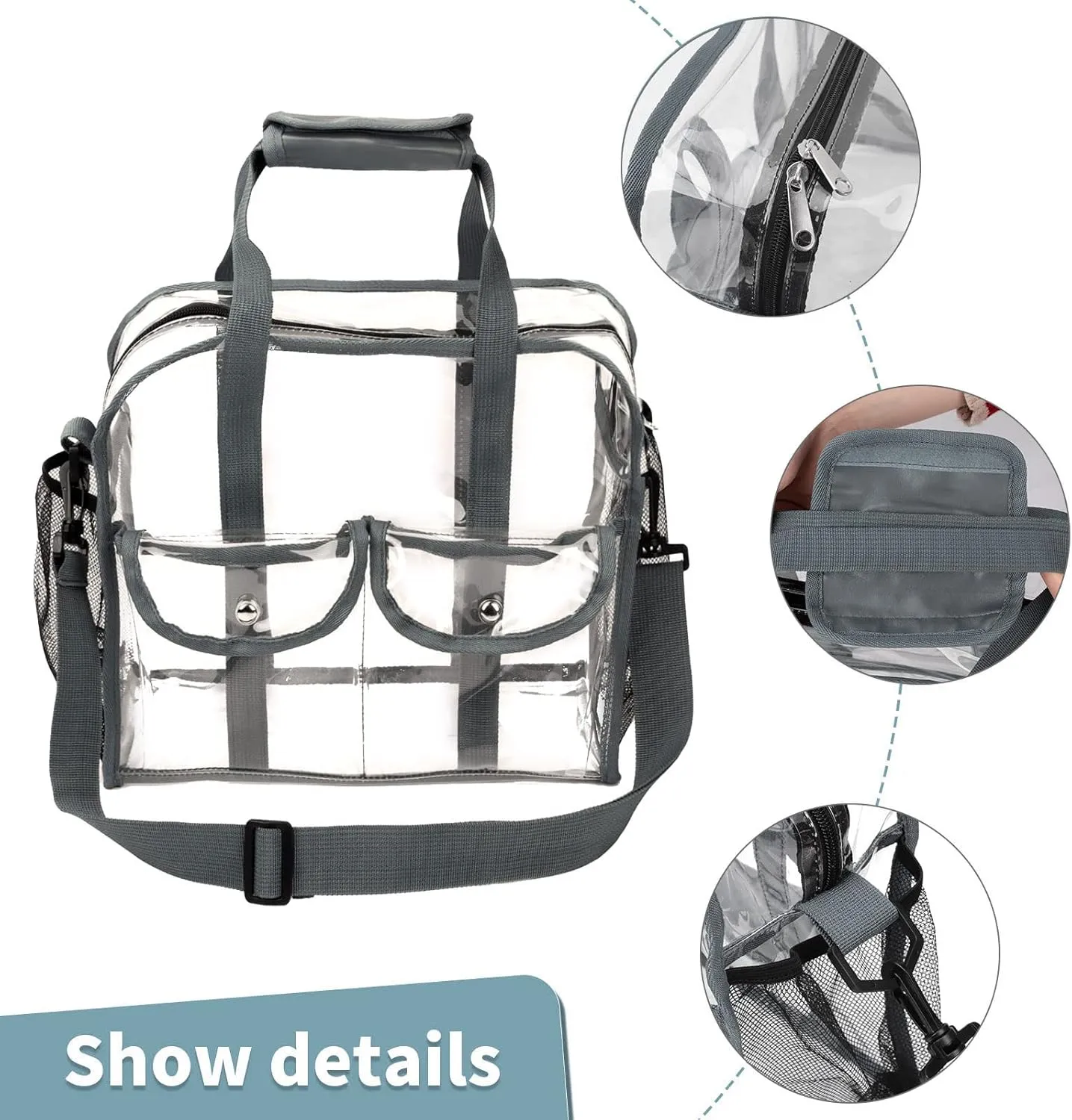 MOFASVIGI Clear Bag Stadium Approved Transparent Waterproof Clear Tote Bags for Work, Sports Games, Concerts,Travel-12 x12 x6