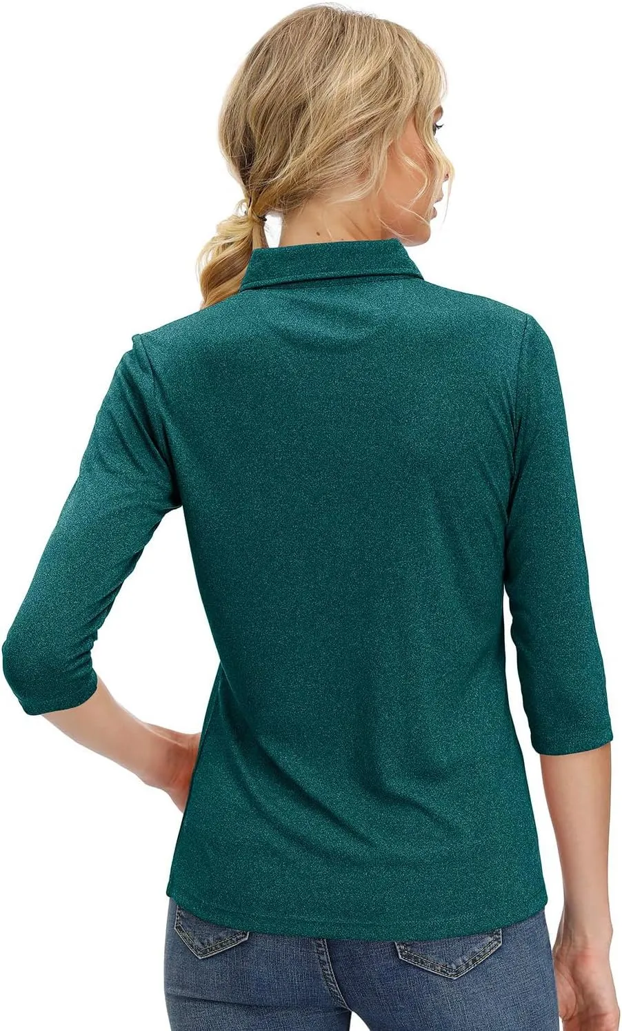 MOHEEN Women's Polo Shirt UPF 50  Quick Dry Moisture Wicking 3/4 Sleeve Golf Sun Shirts Athletic Casual Work S-2XL