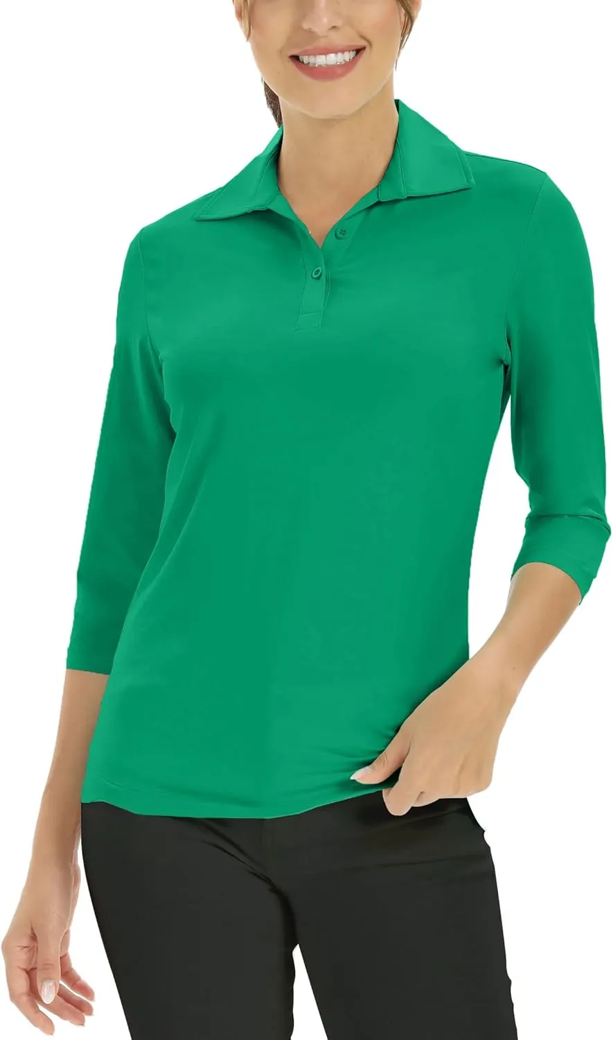 MOHEEN Women's Polo Shirt UPF 50  Quick Dry Moisture Wicking 3/4 Sleeve Golf Sun Shirts Athletic Casual Work S-2XL