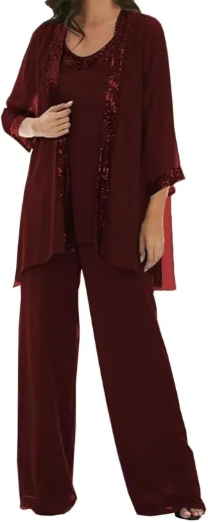 Mother of The Bride Pantsuit for Wedding Chiffon Jumpsuit Dressy Women's Dresses Formal Outfit