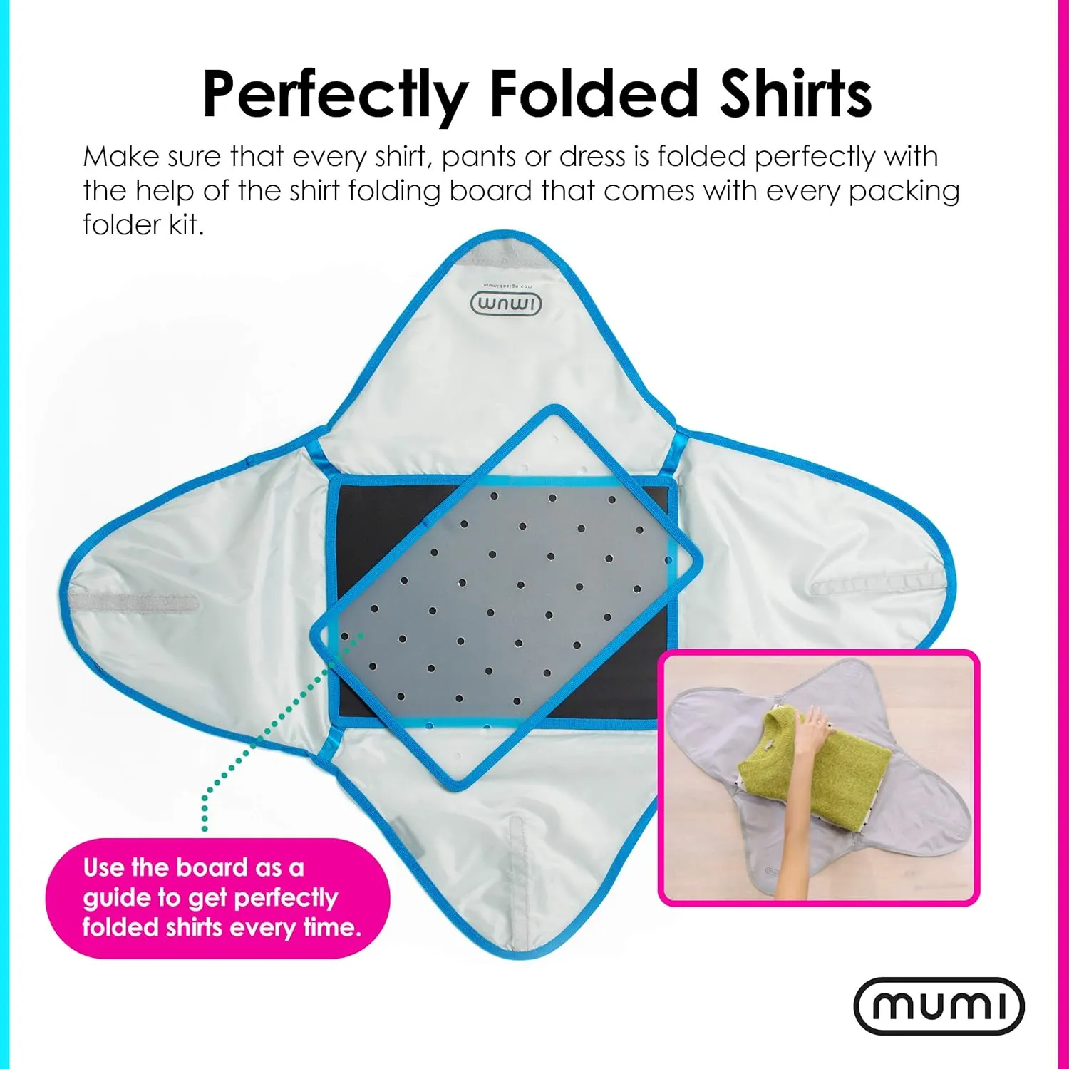 MUMI Design Travel Garment Bag Clothes Folder  14.5 x 10.5 Packing Bag & Organizer for Luggage | Large-Capacity, Anti-Wrinkle Garment Bags for Travel, Carry-On Suitcases & Clothing Storage (Blue)