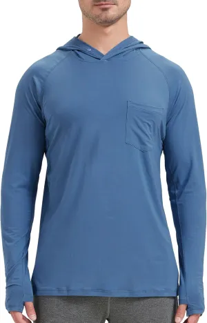 netdraw Men's Bamboo Viscose Performance Hoodie with Pocket UPF 50  Long Sleeve Lightweight Hiking Athletic Sun Shirt
