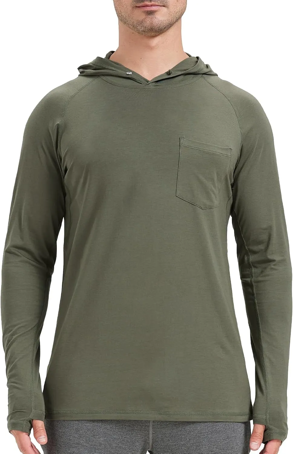 netdraw Men's Bamboo Viscose Performance Hoodie with Pocket UPF 50  Long Sleeve Lightweight Hiking Athletic Sun Shirt