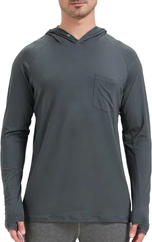 netdraw Men's Bamboo Viscose Performance Hoodie with Pocket UPF 50  Long Sleeve Lightweight Hiking Athletic Sun Shirt