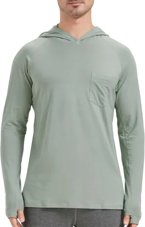 netdraw Men's Bamboo Viscose Performance Hoodie with Pocket UPF 50  Long Sleeve Lightweight Hiking Athletic Sun Shirt