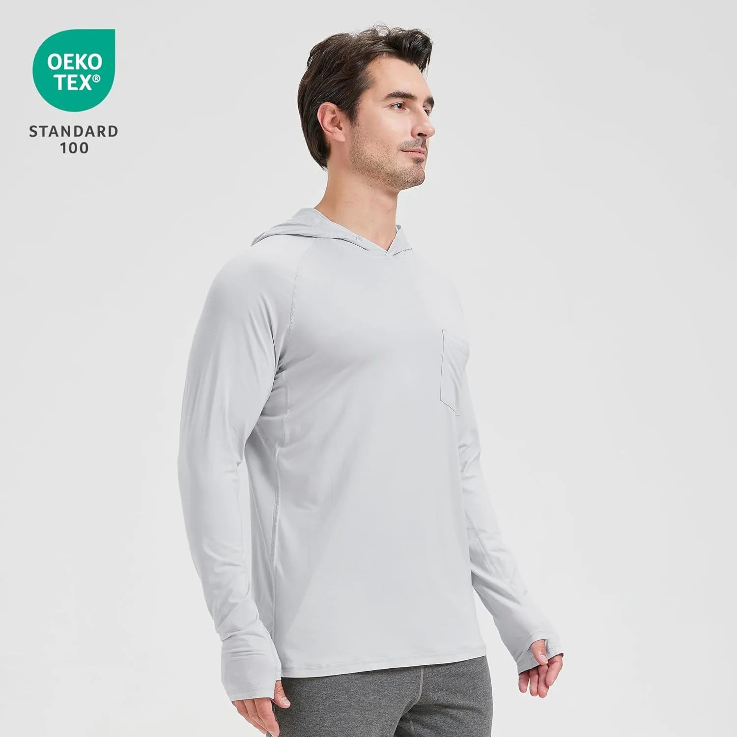 netdraw Men's Bamboo Viscose Performance Hoodie with Pocket UPF 50  Long Sleeve Lightweight Hiking Athletic Sun Shirt