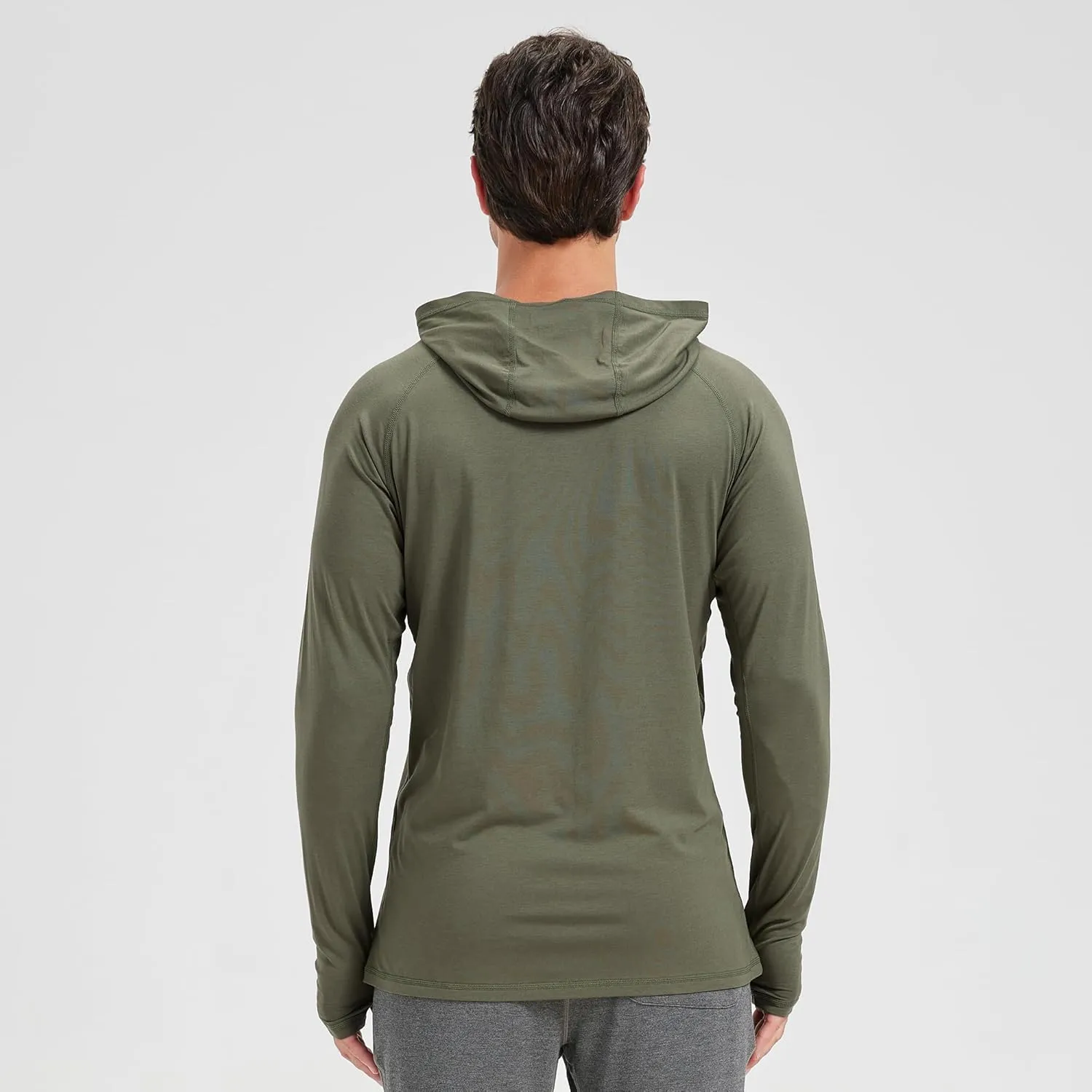 netdraw Men's Bamboo Viscose Performance Hoodie with Pocket UPF 50  Long Sleeve Lightweight Hiking Athletic Sun Shirt