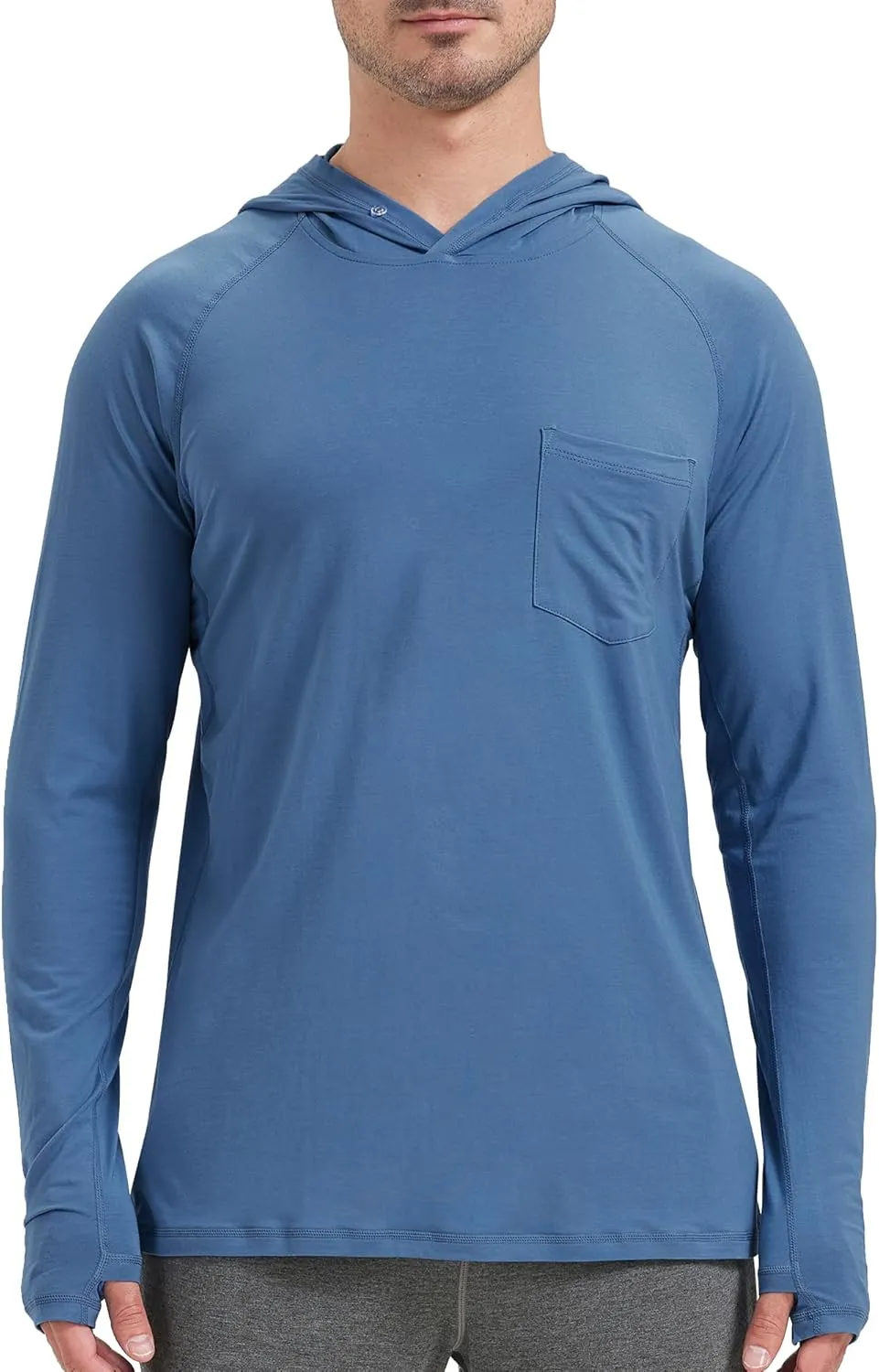 netdraw Men's Bamboo Viscose Performance Hoodie with Pocket UPF 50  Long Sleeve Lightweight Hiking Athletic Sun Shirt