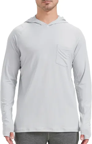 netdraw Men's Bamboo Viscose Performance Hoodie with Pocket UPF 50  Long Sleeve Lightweight Hiking Athletic Sun Shirt