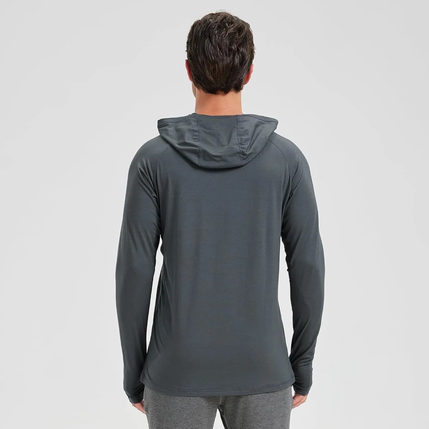 netdraw Men's Bamboo Viscose Performance Hoodie with Pocket UPF 50  Long Sleeve Lightweight Hiking Athletic Sun Shirt