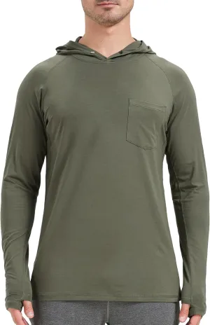 netdraw Men's Bamboo Viscose Performance Hoodie with Pocket UPF 50  Long Sleeve Lightweight Hiking Athletic Sun Shirt