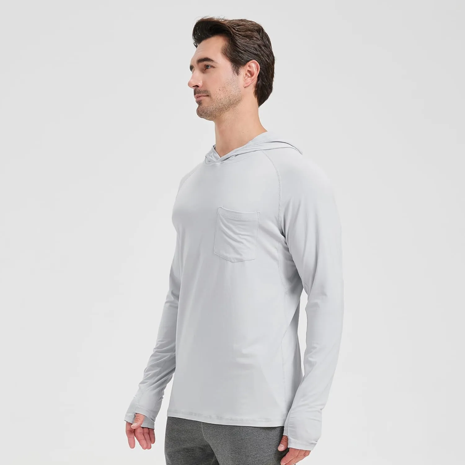 netdraw Men's Bamboo Viscose Performance Hoodie with Pocket UPF 50  Long Sleeve Lightweight Hiking Athletic Sun Shirt