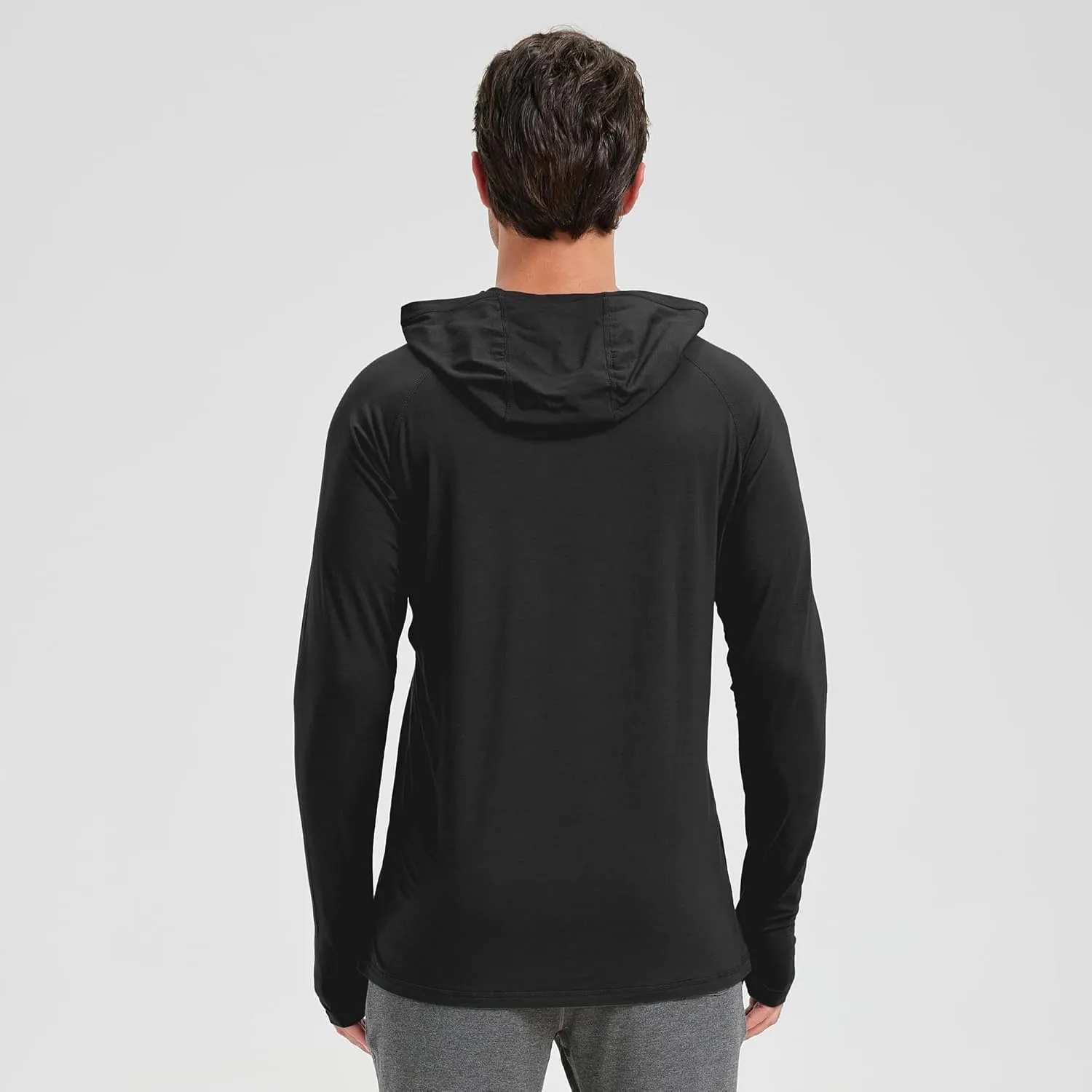 netdraw Men's Bamboo Viscose Performance Hoodie with Pocket UPF 50  Long Sleeve Lightweight Hiking Athletic Sun Shirt