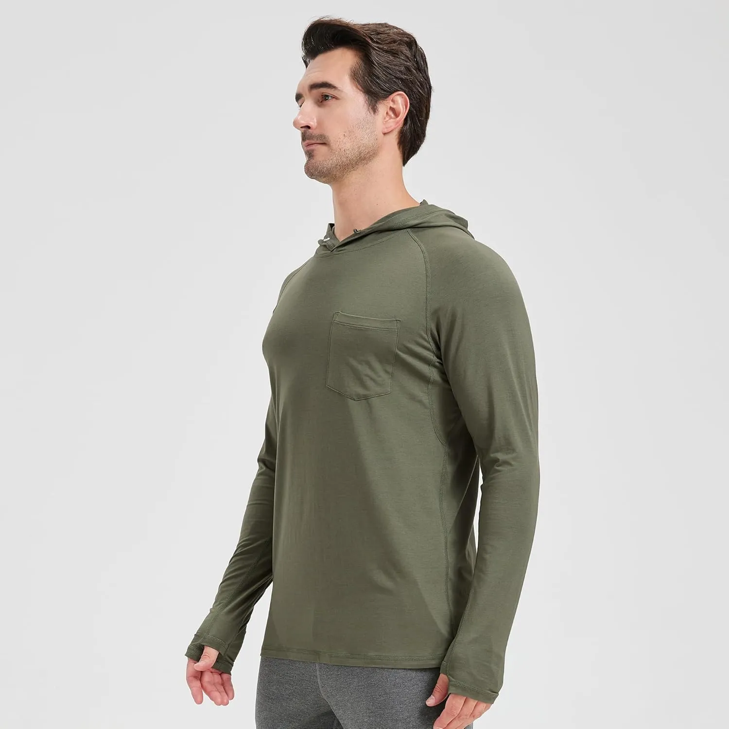 netdraw Men's Bamboo Viscose Performance Hoodie with Pocket UPF 50  Long Sleeve Lightweight Hiking Athletic Sun Shirt