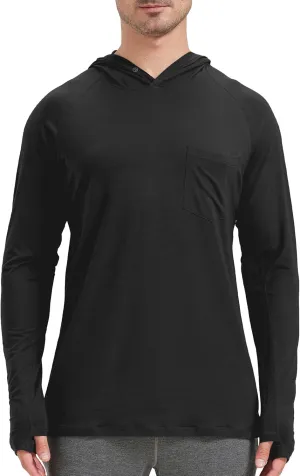 netdraw Men's Bamboo Viscose Performance Hoodie with Pocket UPF 50  Long Sleeve Lightweight Hiking Athletic Sun Shirt