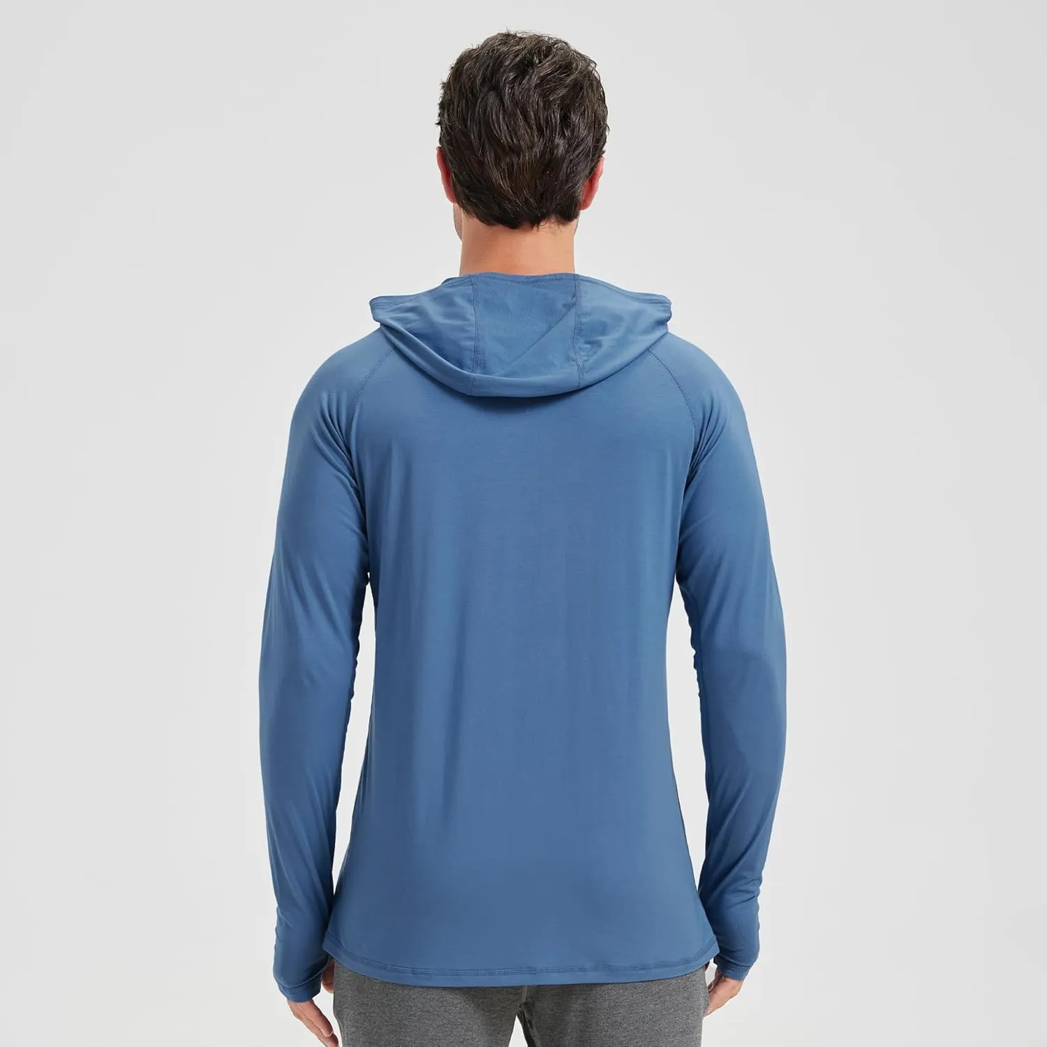 netdraw Men's Bamboo Viscose Performance Hoodie with Pocket UPF 50  Long Sleeve Lightweight Hiking Athletic Sun Shirt