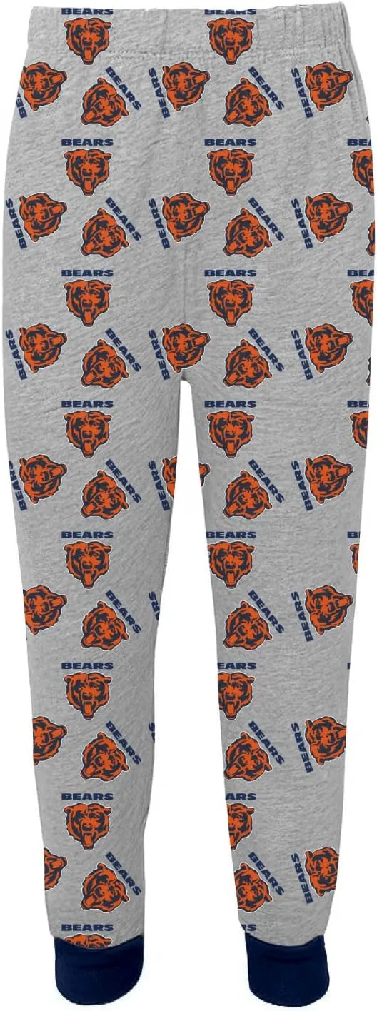 NFL Kids Youth Boys 4-18 Officially Licensed Faded Primary Logo Wordmark Long Sleeve Shirt and Pants Pajama Set