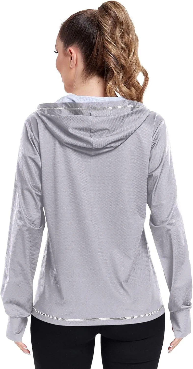 ODAWA Ruby Womens Upf Hoodie Upf 50 Sun Protection Shirt Long Sleeve Women's Hoodie Zip Front Rash Guard