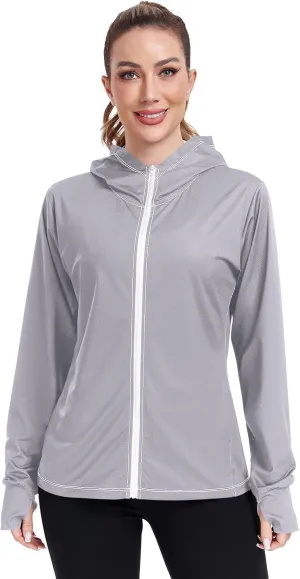 ODAWA Ruby Womens Upf Hoodie Upf 50 Sun Protection Shirt Long Sleeve Women's Hoodie Zip Front Rash Guard