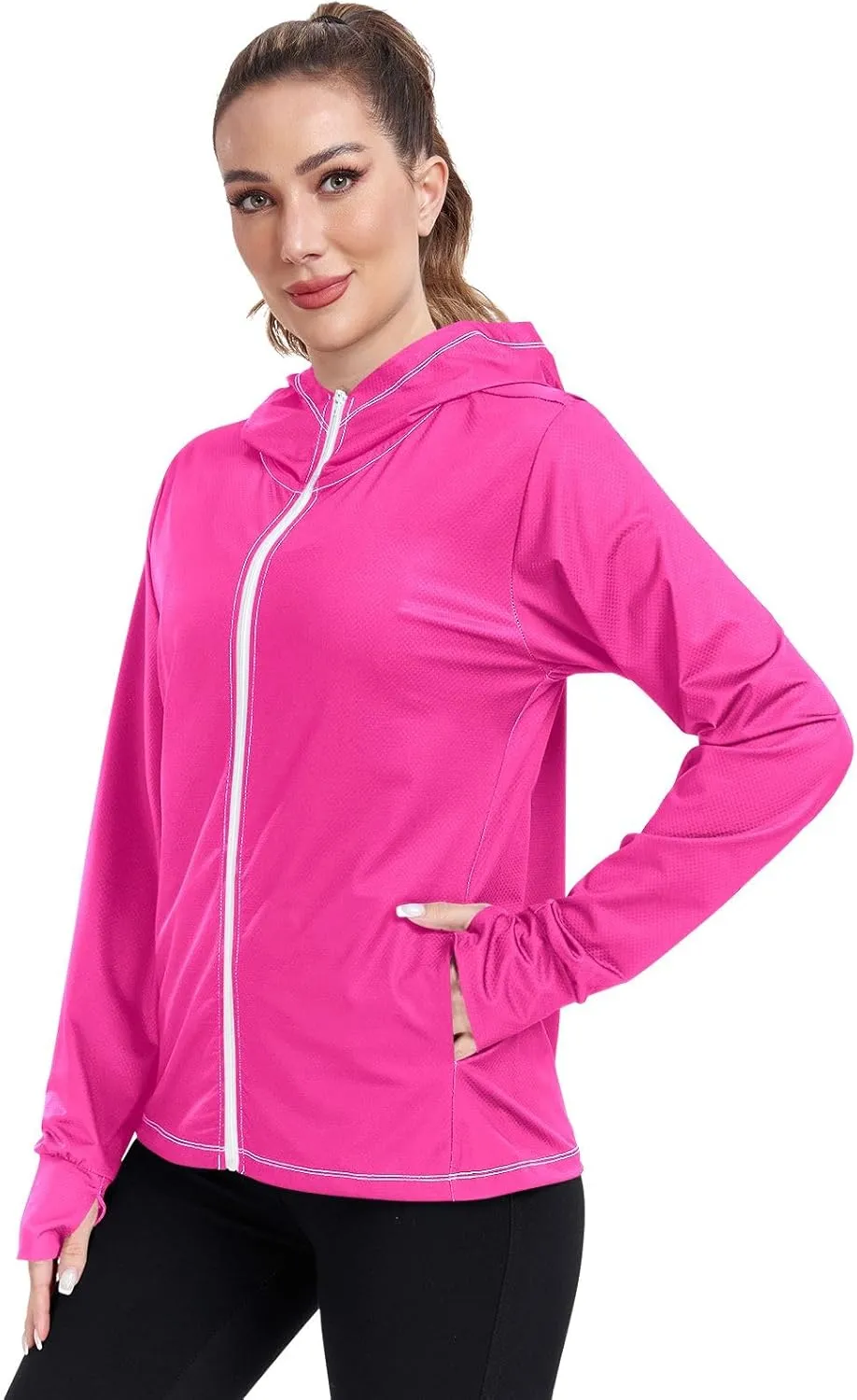 ODAWA Ruby Womens Upf Hoodie Upf 50 Sun Protection Shirt Long Sleeve Women's Hoodie Zip Front Rash Guard