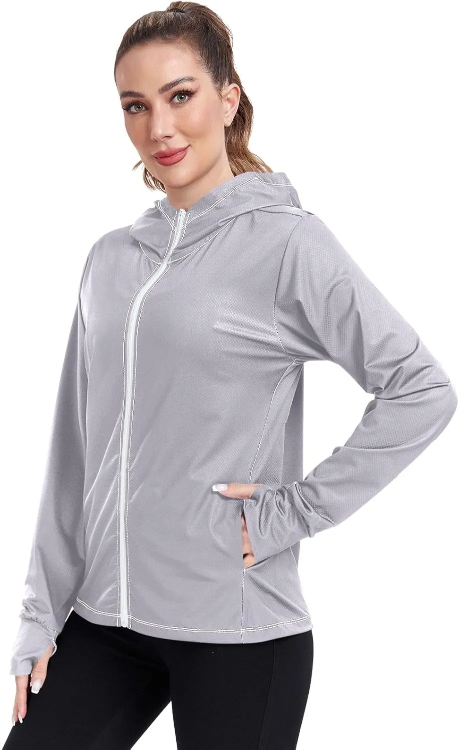 ODAWA Ruby Womens Upf Hoodie Upf 50 Sun Protection Shirt Long Sleeve Women's Hoodie Zip Front Rash Guard