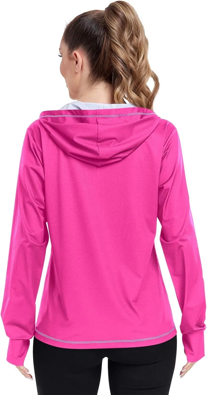 ODAWA Ruby Womens Upf Hoodie Upf 50 Sun Protection Shirt Long Sleeve Women's Hoodie Zip Front Rash Guard