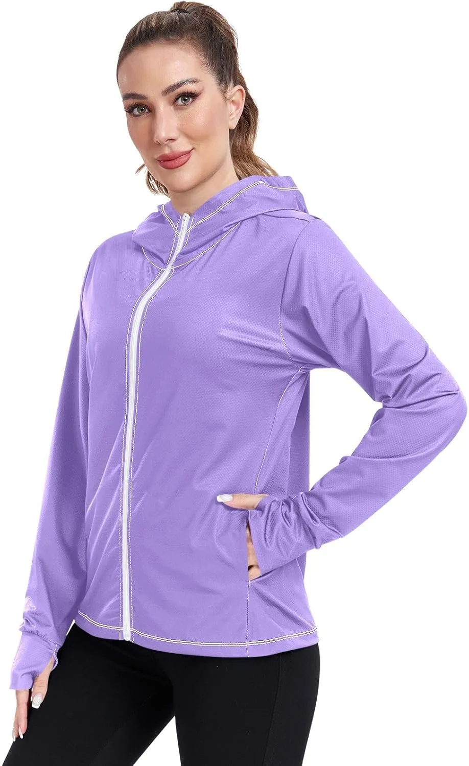ODAWA Womens Upf Hoodie Wisteria Women's Hoodie Rash Guard Long Sleeve Spf 50 Quick Dry Cooling Shirts