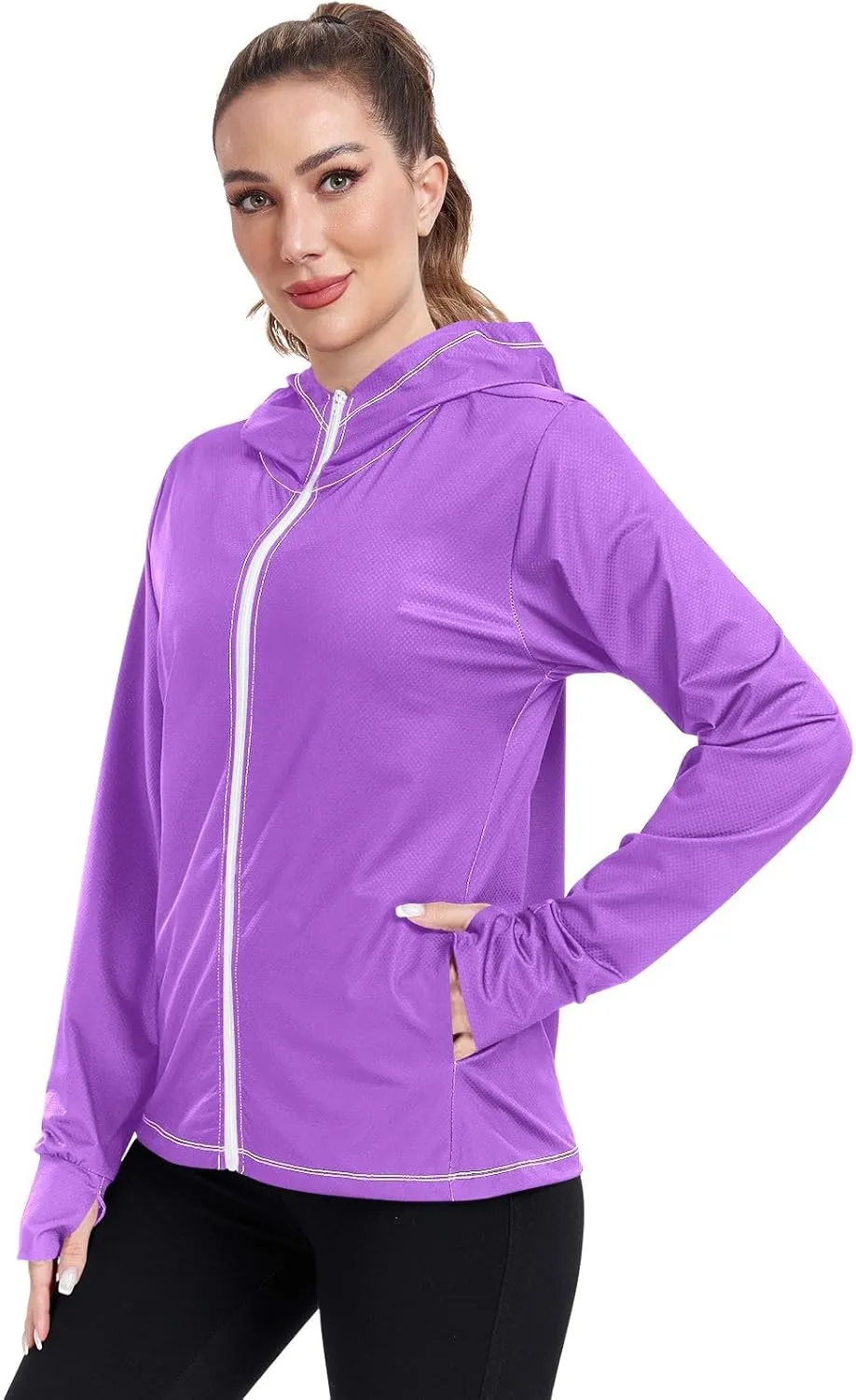ODAWA Womens Upf Hoodie Wisteria Women's Hoodie Rash Guard Long Sleeve Spf 50 Quick Dry Cooling Shirts