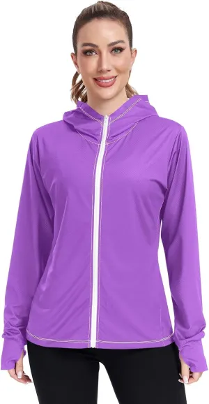 ODAWA Womens Upf Hoodie Wisteria Women's Hoodie Rash Guard Long Sleeve Spf 50 Quick Dry Cooling Shirts