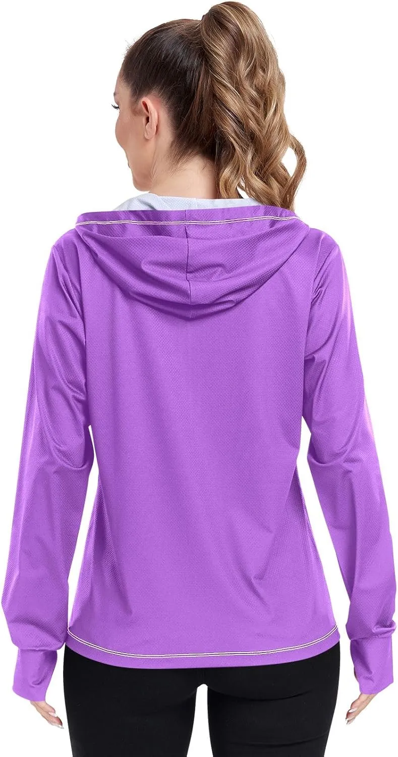 ODAWA Womens Upf Hoodie Wisteria Women's Hoodie Rash Guard Long Sleeve Spf 50 Quick Dry Cooling Shirts