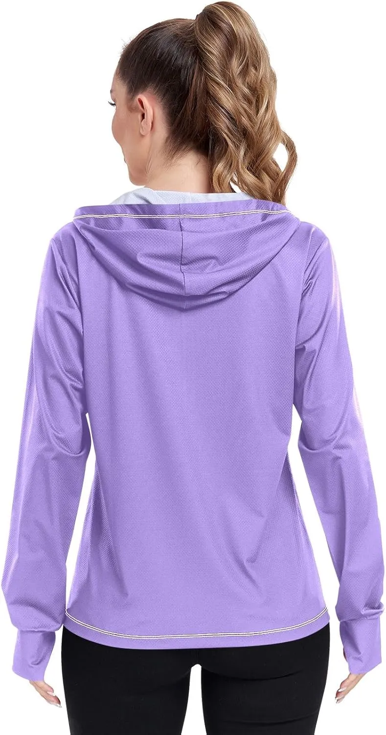 ODAWA Womens Upf Hoodie Wisteria Women's Hoodie Rash Guard Long Sleeve Spf 50 Quick Dry Cooling Shirts