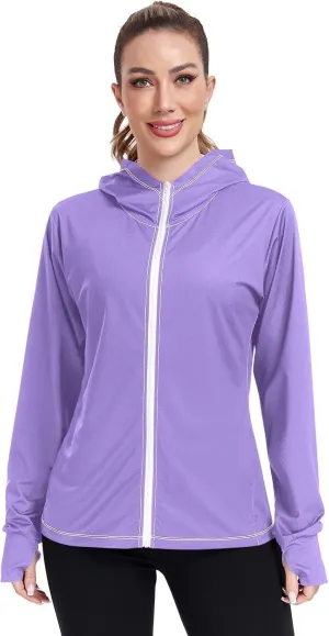 ODAWA Womens Upf Hoodie Wisteria Women's Hoodie Rash Guard Long Sleeve Spf 50 Quick Dry Cooling Shirts