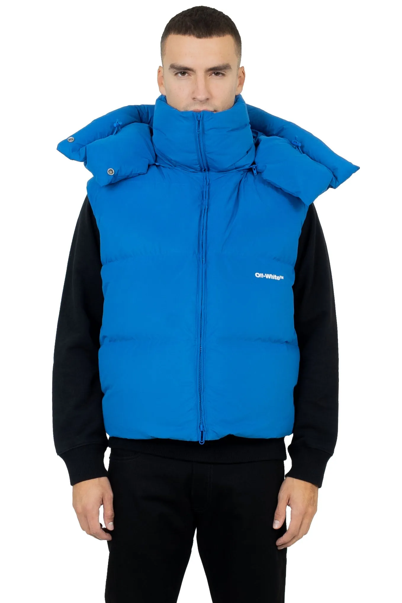 Off White Bounce Hooded Down Vest Peacock White