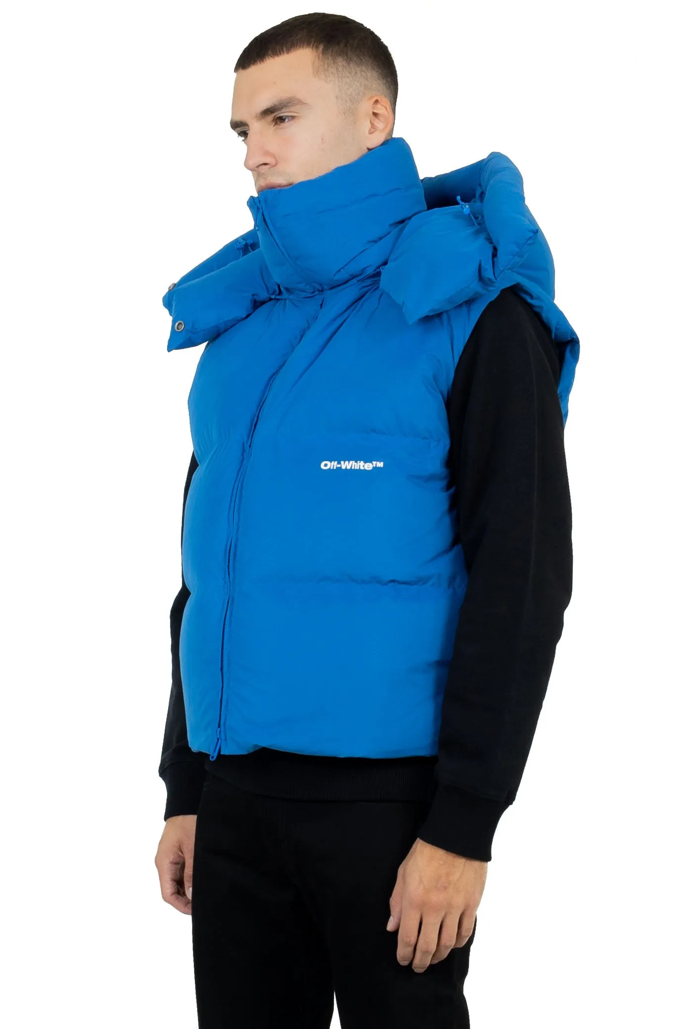 Off White Bounce Hooded Down Vest Peacock White