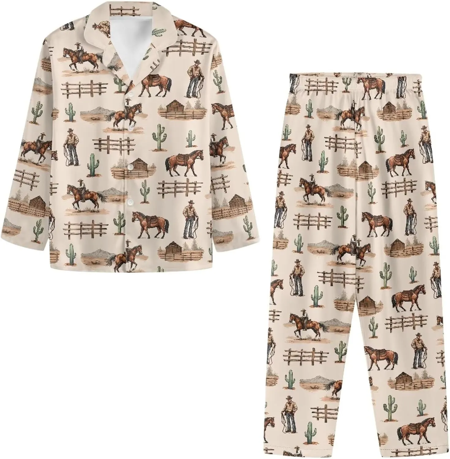 Pajamas for Women Set Long Sleeve Button Down Pajama Set Womens Button Up Top Pants