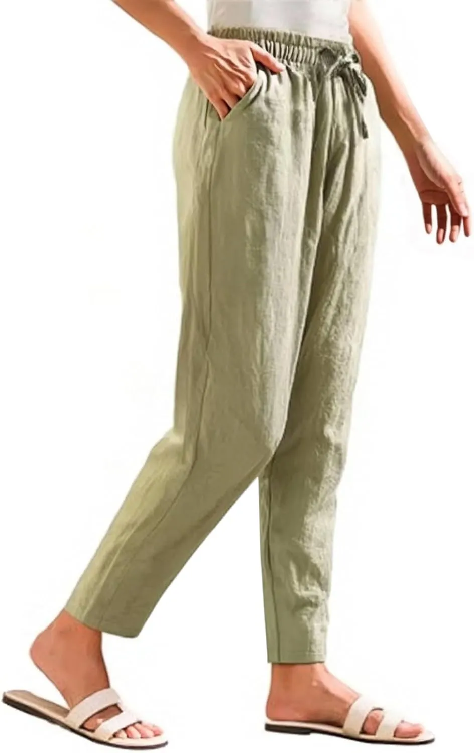 Pants for Women, Pants Women Casual Peasant Linen Straight Leg Cotton Plus