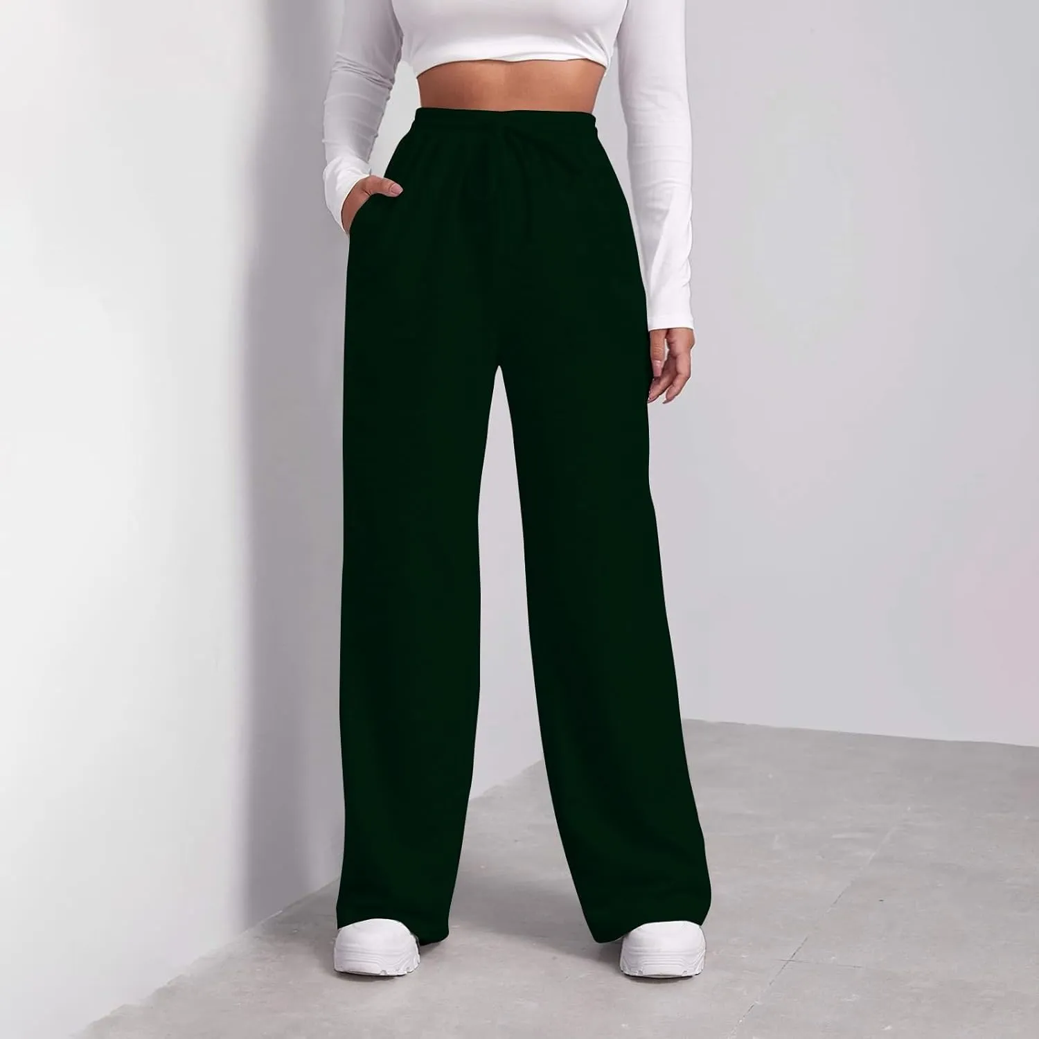 Pants for Women, Straight Leg Linen Pants High Waisted Cotton Wide Baggy
