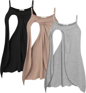 PARNIXS Women's Maternity Nursing Tank Tops Sleeveless Breastfeeding Clothes Shirts (3 Pack) [2022 Upgraded Version]