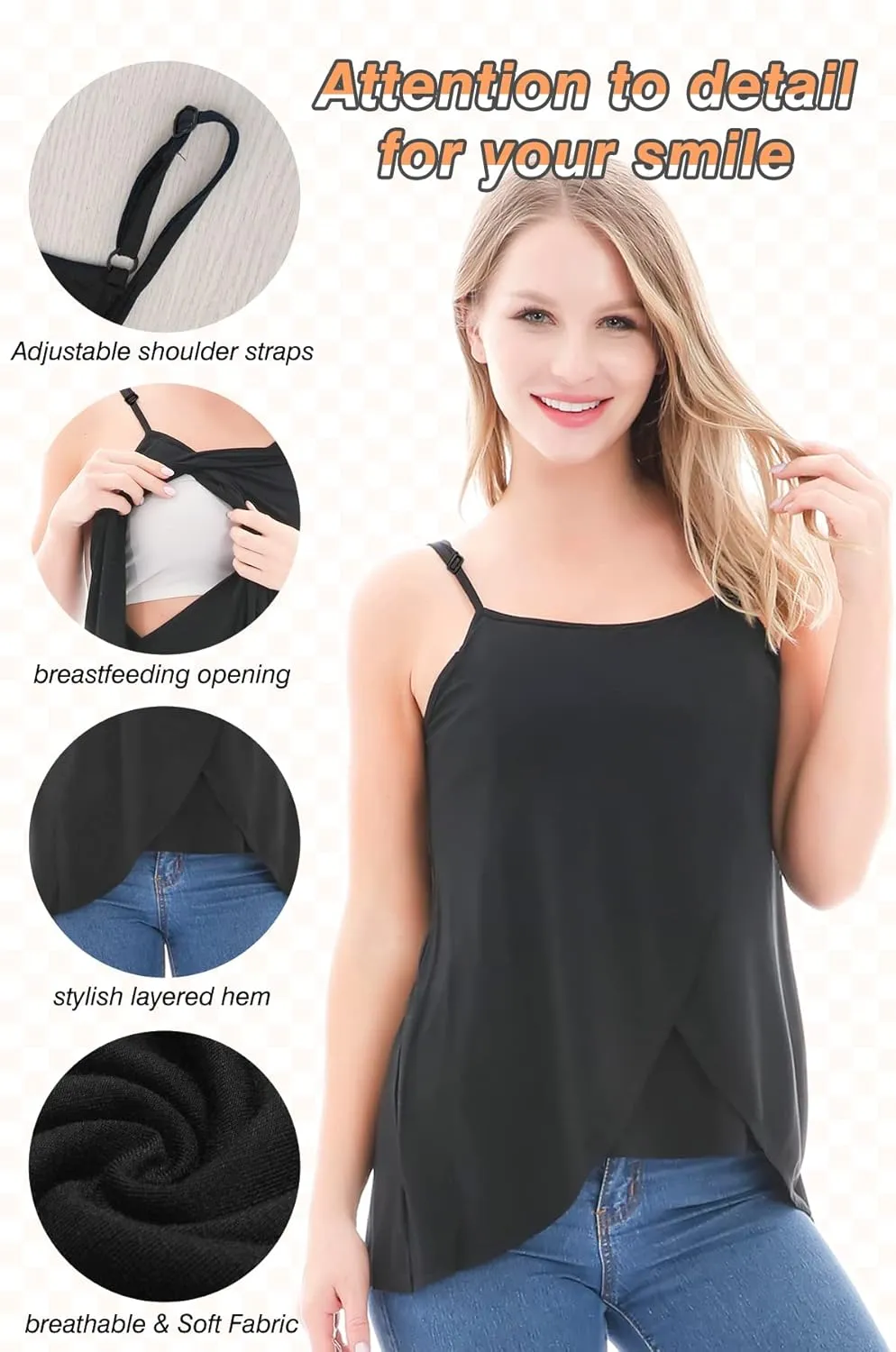 PARNIXS Women's Maternity Nursing Tank Tops Sleeveless Breastfeeding Clothes Shirts (3 Pack) [2022 Upgraded Version]