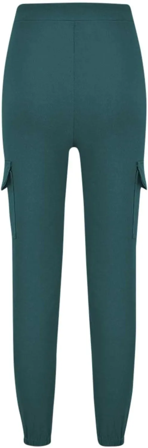 Petite Cargo Pants for Women Drawstring Elastic High Waist Lounge Cropped Pants Solid Color Baggy Comfy Trousers with Pocket