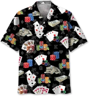 Poker Hawaiian Shirts for Men - Mens Gambling Shirt, Casino Costume, Button Up Poker Shirt